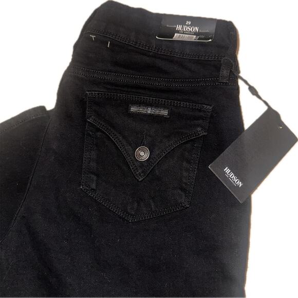 Hudson Women's black Mid-Rise Stretch Straight Denim Jeans - Picture 2 of 3